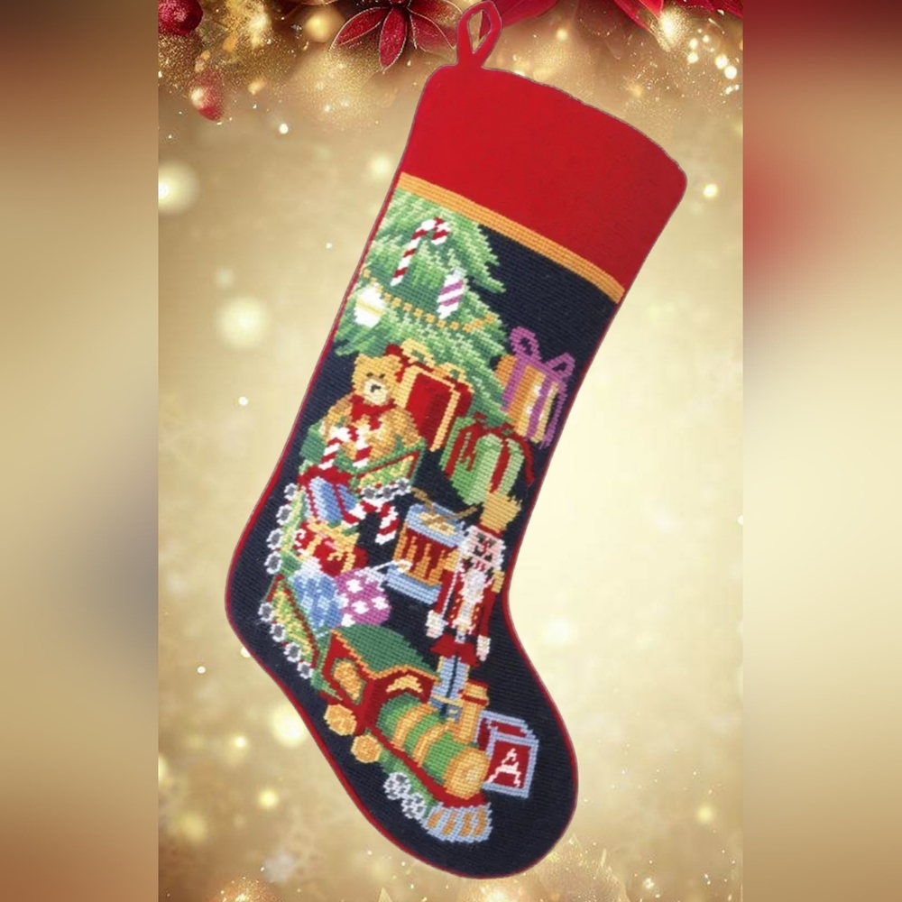 Peking HandicraftToy Train Embroidered Needlepoint Holiday